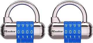 Master Lock Set Your Own Combination Padlock, Gym Locker Locks with Code for Securing Indoor Valuables, Blue, 2 Pack, 1523BLUEC2
