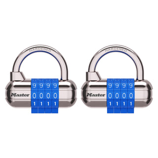 Resettable Combination Padlock by Master Lock – 2 Pack, Metal, Blue, Pack of 2, Model 1523BLUEC2