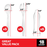 18 Count Disposable Serving Utensils by Stock Your Home – Plastic, Clear, Pack of 18