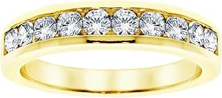 1.00 CT TW Channel Set Round Diamond Anniversary Wedding Ring in Yellow Gold