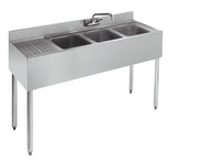 Silver Series Three Compartment Sink with Left Drainboard by Krowne – Stainless Steel, Model 18-43R