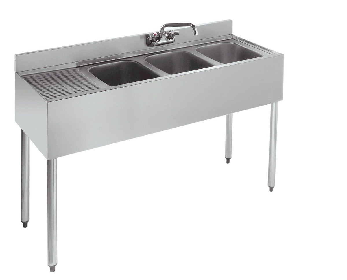Silver Series Three Compartment Sink with Left Drainboard by Krowne – Stainless Steel, Model 18-43R
