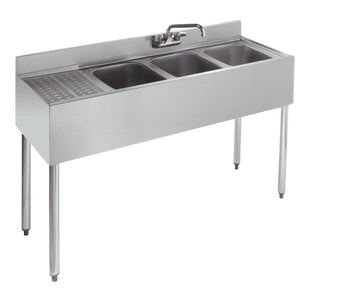 Silver Series Three Compartment Sink with Left Drainboard by Krowne – Stainless Steel, Model 18-43R