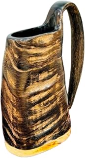 Merco Enterprises Authentic Buffalo Horn Beer Mug – Handmade Viking Tankard – Large Norse Style Drinking Cup – Polished Medieval Ale Mug for Men