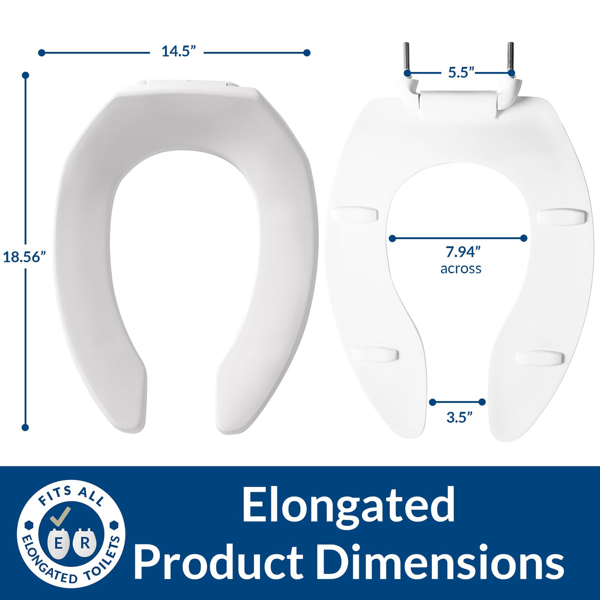 Bemis White / Elongated (Pack of 2) / Elongated,Open Front Toilet Seats