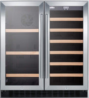 Summit Wine Cellar Beverage Center Combo - Stainless Steel by Summit Appliance – 30 inches, 5.8 cubic_feet, Stainless-Steel, Glass/Black, Model SWBV3071