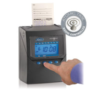 Calculating Atomic Time Clock by Lathem – 1 Pack, ABS Plastic, Gray/Blue, Model 7500E