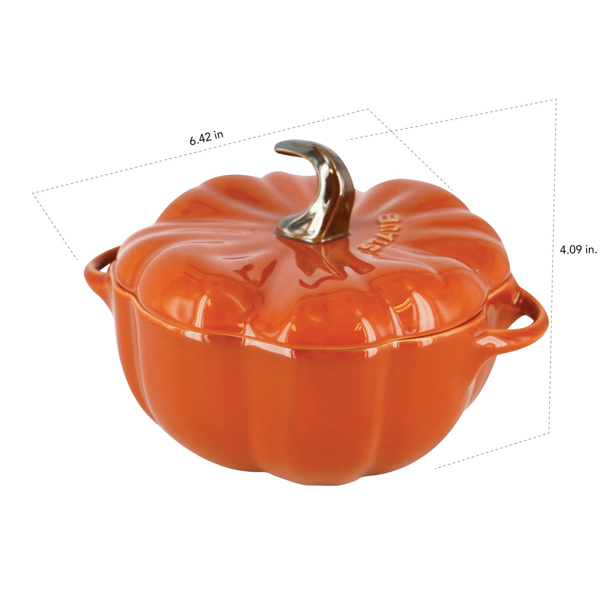 Ceramic 16-oz Petite Pumpkin Cocotte - Burnt Orange by STAUB – 0.5-qt, 0.473176 liters, Ceramic, Burnt Orange, Model 40511-555