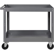 2 Shelf Deep Tray Steel Stock Cart by Global Industrial – 3"L x 24"W x 32"H, 12-Gauge Steel, Gray, Model 988843