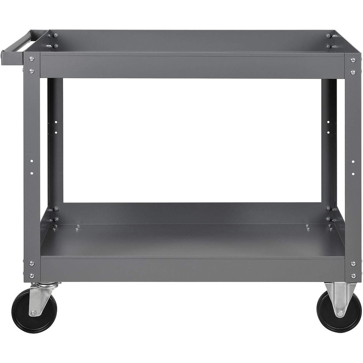 2 Shelf Deep Tray Steel Stock Cart by Global Industrial – 3"L x 24"W x 32"H, 12-Gauge Steel, Gray, Model 988843