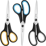 8.5" Heavy Duty Black Scissors for Office School Classroom Home Use | Precision 2.5mm Thickness Ultra Sharp Blade| Comfort Grip Right/Left Handles| Multipurpose | Cutting Paper Fabric Packaging