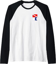 N. America & Alpha ALFA International Diver Down Scuba Flags Raglan Baseball Tee