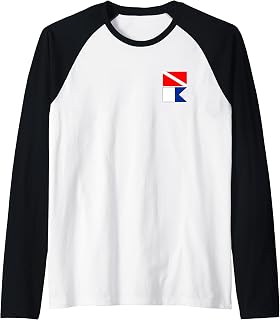 N. America & Alpha ALFA International Diver Down Scuba Flags Raglan Baseball Tee