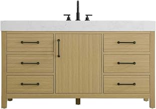 Elegant Kitchen and Bath 60" Single Bathroom Vanity in Honey Brown