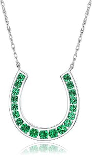 Stelring Silver Channel Set Horseshoe Pendant Necklace for Women