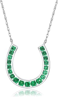 Stelring Silver Channel Set Horseshoe Pendant Necklace for Women