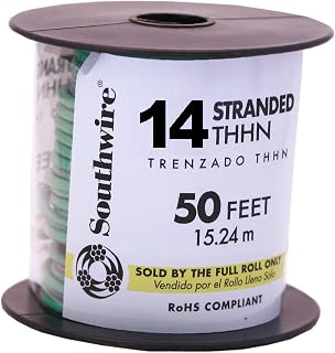 Southwire Company LL 11583241 14 Gauge Solid Green Thhn Wire, 50'