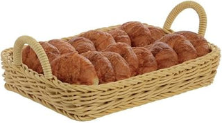 HUBERT Wicker Storage Basket, Brown Plastic Rectangular - 14 5/8 L x 10 1/2 W x 2 1/2 D