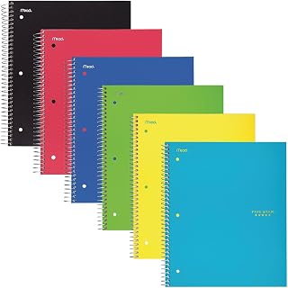 Five Star Spiral Notebooks, 2 Subject, College Ruled Paper, 120 Sheets, 11" x 8-1/2", Assorted Colors, 12 Pack (38625)