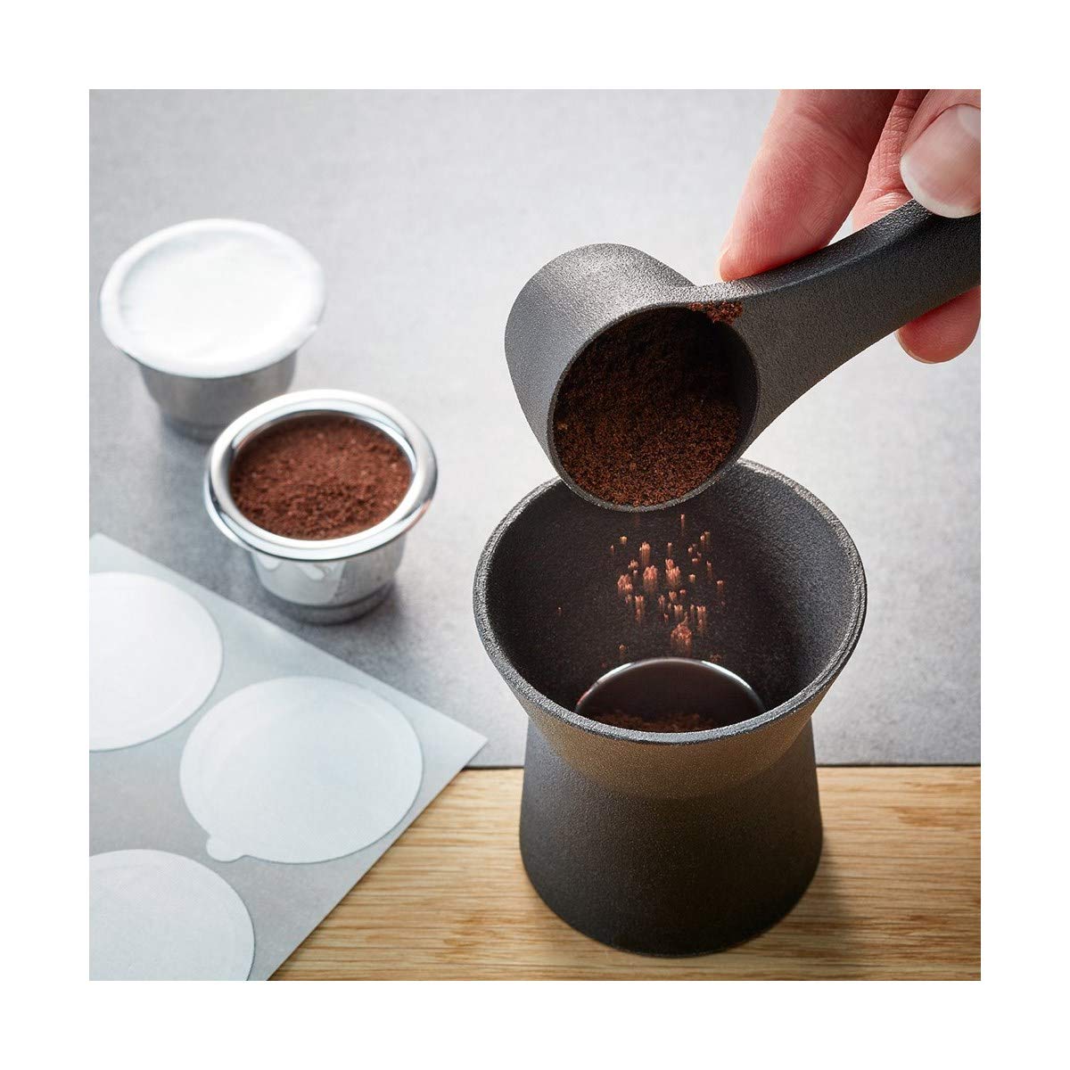 Coffee Capsules Set by GEFU – One Size, 1200 milliliters, Plastic Stainless Steel, Silver, Model 127-18