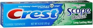 Crest Extra White Plus Scope Outlast Toothpaste, Long Lasting Mint 4 oz (Pack of 12)