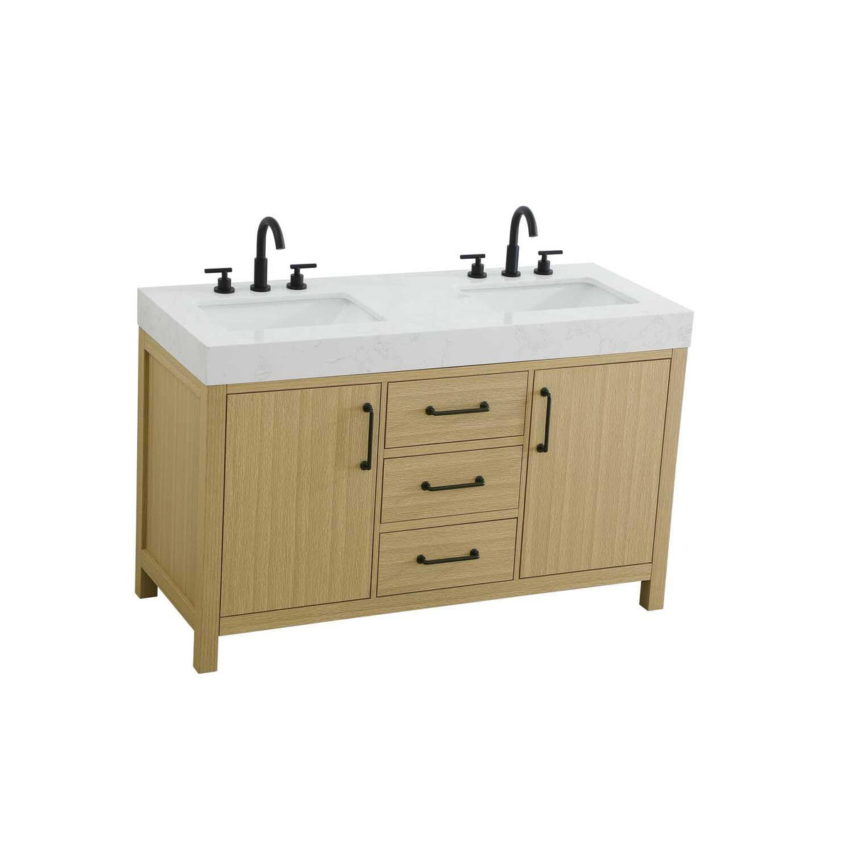 Elegant Kitchen and Bath 54" Double Bathroom Vanity in Honey Brown by Elegant Lighting – unspecified, Wood, Honey Brown, Model VF60654DMHB