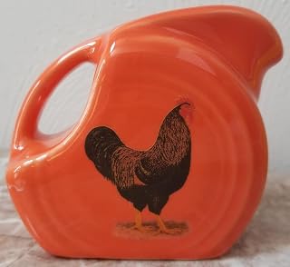 Fiesta Mini Disc Pitcher w/Chicken Belvedere Rooster - HLC USA - Poppy