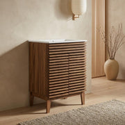 Walnut White Bathroom Vanity by Furnifact – Bicast Leather, Walnut White