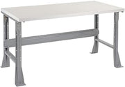 Global Industrial Fixed Height Workbench Flared Leg, 60" W x 30" D x 34" H, 1-5/8" Plastic Laminate Square Edge, Gray