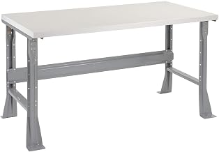 Global Industrial Fixed Height Workbench Flared Leg, 60" W x 30" D x 34" H, 1-5/8" Plastic Laminate Square Edge, Gray
