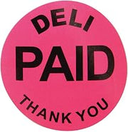 Deli Paid Labels Pink Fluorescent Grocery Store Labels Black Imprint - 1 1/2"Dia 1000 Per Roll