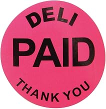 Deli Paid Labels Pink Fluorescent Grocery Store Labels Black Imprint - 1 1/2"Dia 1000 Per Roll