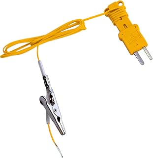 ATA1 K-Type Thermocouple with Alligator Clip | Hands-Free HVAC Temperature Measurements - Type-K Mini Plug, Compatible with Fieldpiece Meters, Thermometers & Digital Multimeters