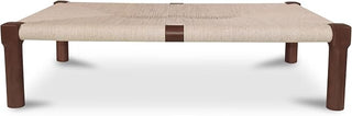 Kaia Outdoor Coffee Table, Rectangular, Teak Wood, Woven Synthetic Hyacinth, Weather Resistant, Dark Brown