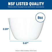 Kingline Reusable Plastic Bowl Soup Cup for Home and Restaurant by Carlisle FoodService Products – 8 oz, 200.0 milliliters, Melamine, White, Pack of 48