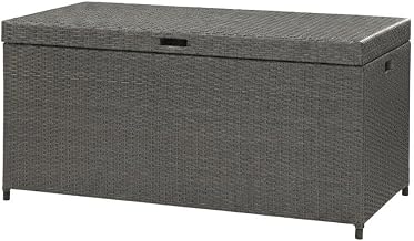 Palm Harbor Outdoor Wicker Storage Bin Gray, Weather-Resistant Material, Stylish Design, Durable Construction, Weatherproof for Patio and Garden