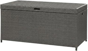 Palm Harbor Outdoor Wicker Storage Bin Gray, Weather-Resistant Material, Stylish Design, Durable Construction, Weatherproof for Patio and Garden