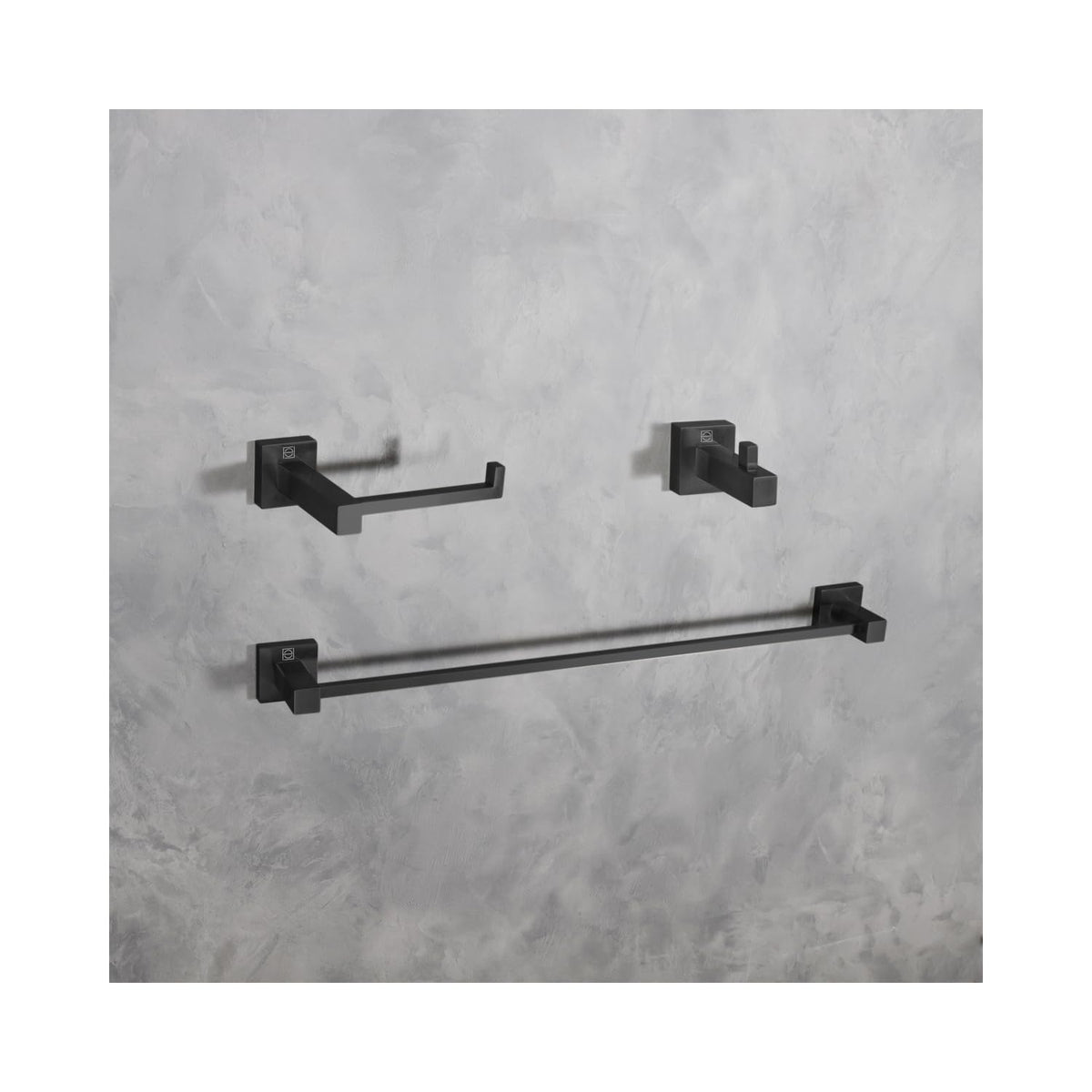 Isla 3-Pc Stainless Steel Hardware Set in Black by Elegant Kitchen and Bath – Stainless Steel, Black, Model HWB-12S3HMBK