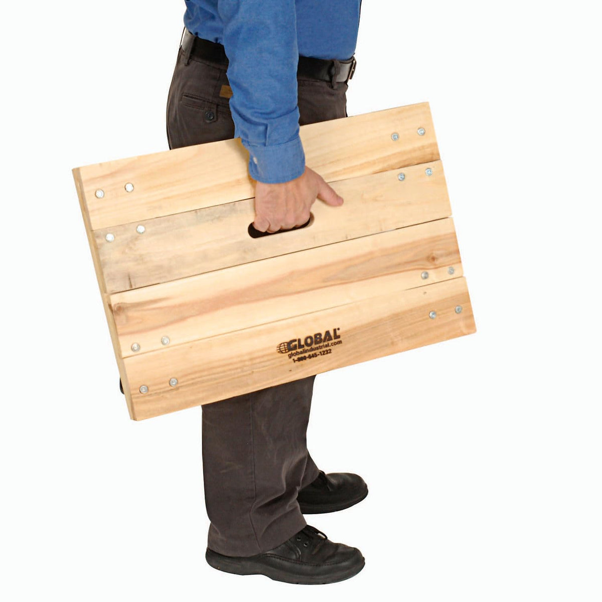 Hardwood Dolly with Solid Deck by Global Industrial – 36.5"L x 24"W x 5"H, Wood, Brown, Model 952156