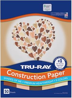 Tru-Ray Shades of Me Construction Paper, 5 Assorted Skin Tone Colors, 9" x 12", 50 Sheets/Pack, Case of 50 Packs, 2500 Sheets Total