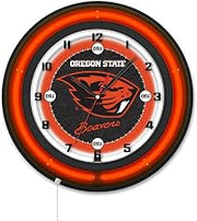 Holland Bar Stool Clk19BKOregSt NCAA 19 in. Dia. Oregon State University Double Neon Wall Clock Black