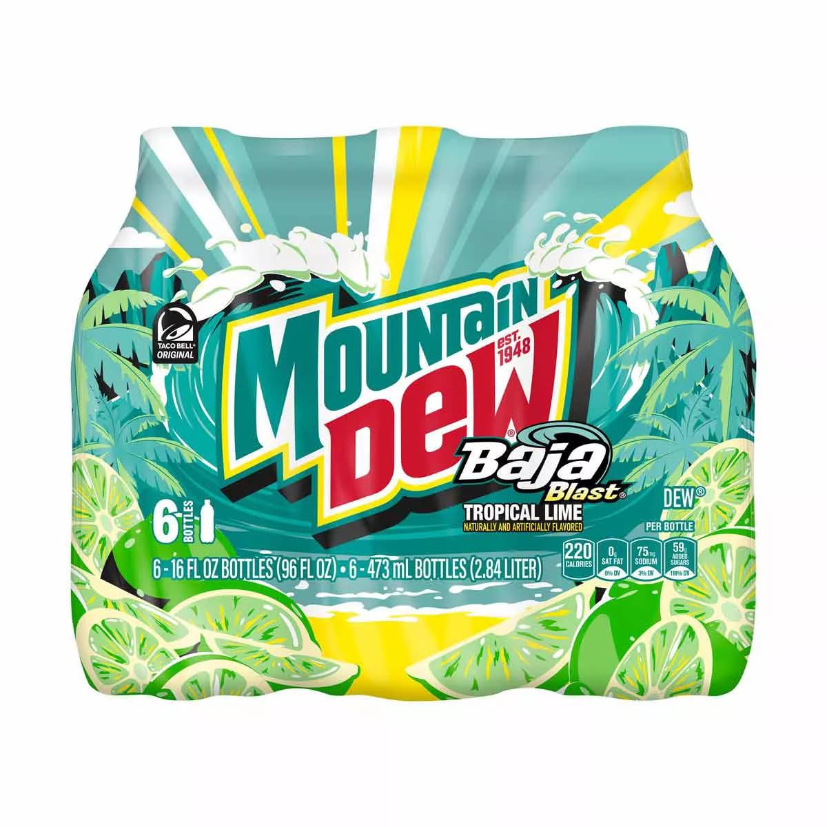 Baja Blast 16oz 6pk by Mountain Dew – Pack of (6) 16oz Bottles, Pack of 6
