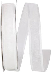 Reliant Ribbon 2558-030-03J Sheer Satin Edge Ribbon, 5/8 Inch X 25 Yards, White