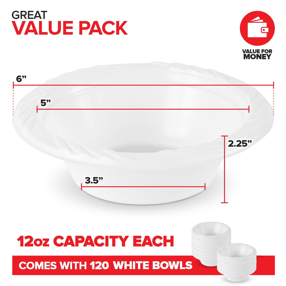 Stock Your Home 120 / 12oz / White Bowls