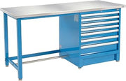 Global Industrial 72" Wx30 D Modular Workbench with 7 Drawers, Stainless Steel Square Edge, BL