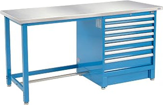 Global Industrial 72" Wx30 D Modular Workbench with 7 Drawers, Stainless Steel Square Edge, BL