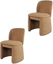 Starlight Canyon Home Polyester-Upholstered Mid-Century Modern Curved Dining Chairs Set of 2, Upholstered Dining Chairs for Kitchen, Brick