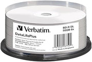 Verbatim BD-R - Blu-ray-Disc 50 GB, White Printable Surface, 6X Burning Speed, DataLifePlus, 25-Pack Spindle