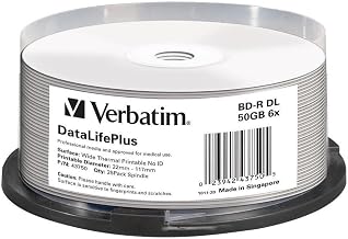 Verbatim BD-R - Blu-ray-Disc 50 GB, White Printable Surface, 6X Burning Speed, DataLifePlus, 25-Pack Spindle