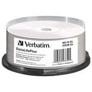 BD-R - Blu-ray-Disc 50 GB by Verbatim – no, BD-R DL, Pack of 25, Model 43750